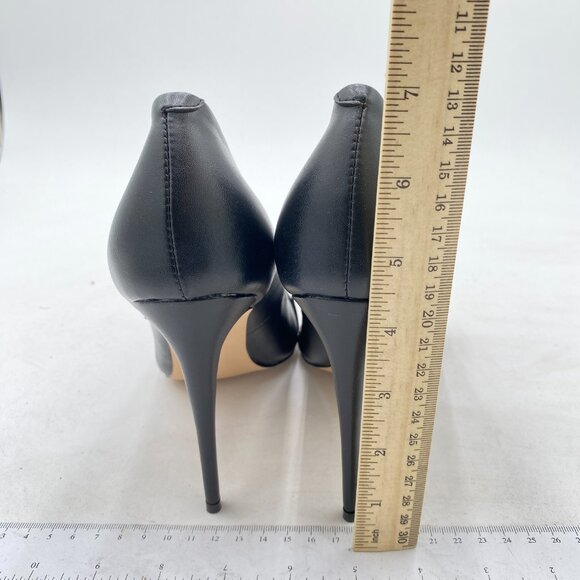 FSJ Black Stiletto High Heels Pumps Pointed Toe Metal Chain Decor Formal Shoes - Picture 4 of 7